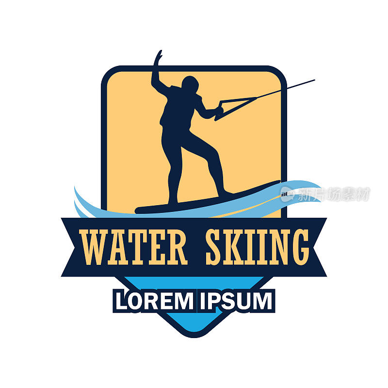 water skiing insignia with text space for your slogan / tag line